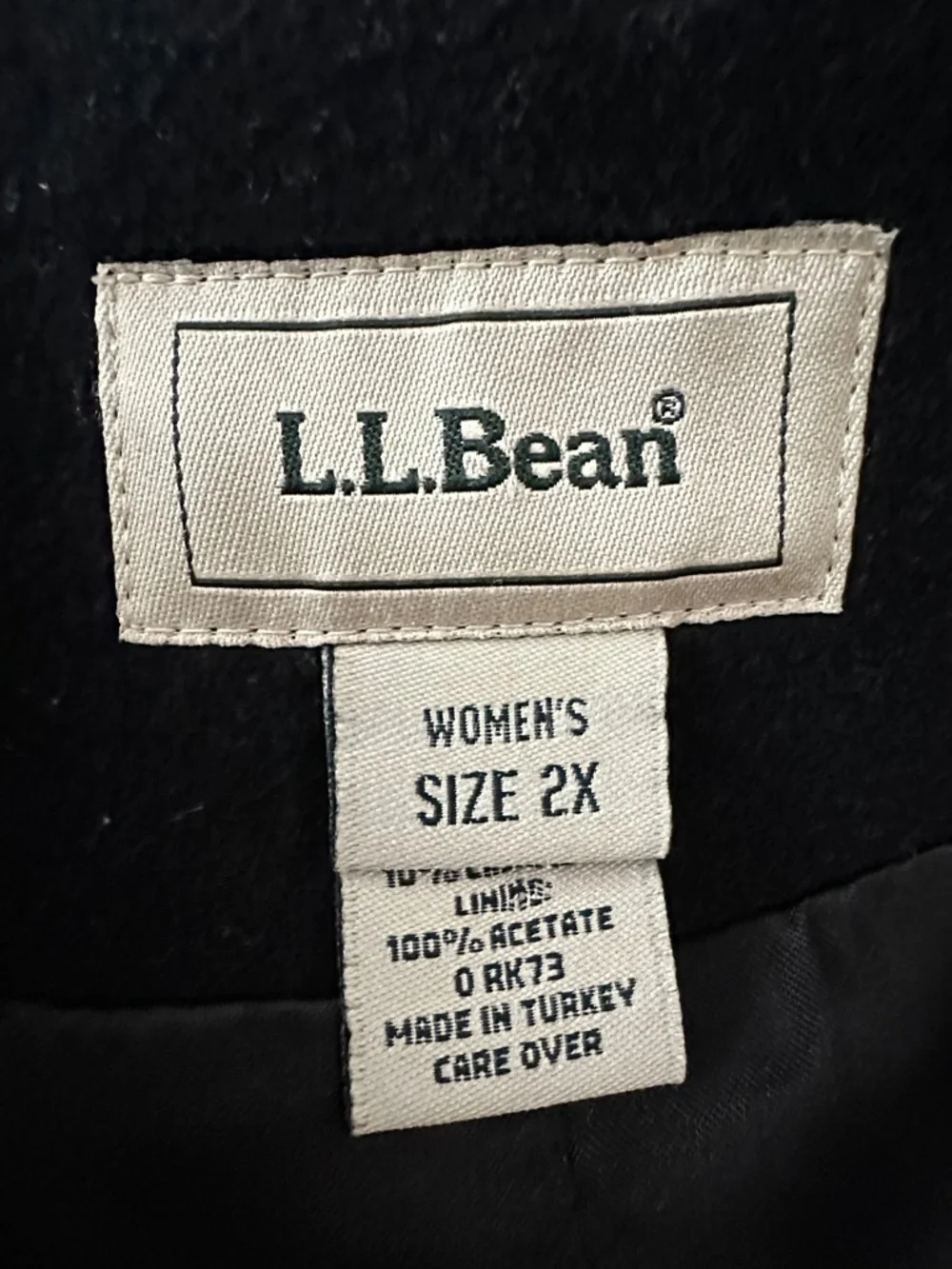 L.L.Bean Wool Cashmere Overcoat Black Long Minimalist Classic Quiet Luxury 2X - Picture 10 of 15